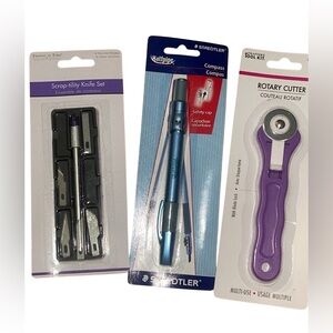 Craft Cutting Bundle – Rotary Cutter, compass & Knife Set